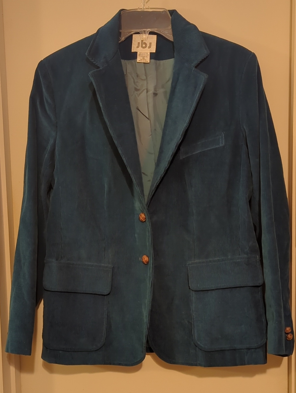 Vintage Women's Teal Corduroy Blazer - Classic Tailored Suit Jacket